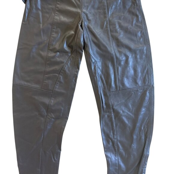 ZARA SRPLS Sheepskin Leather Barrel Leg Buckled Waist Chocolate waist 32"-NWT - Picture 4 of 14